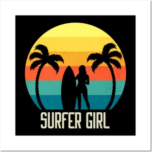 Surfer Girl Surfboard Posters and Art